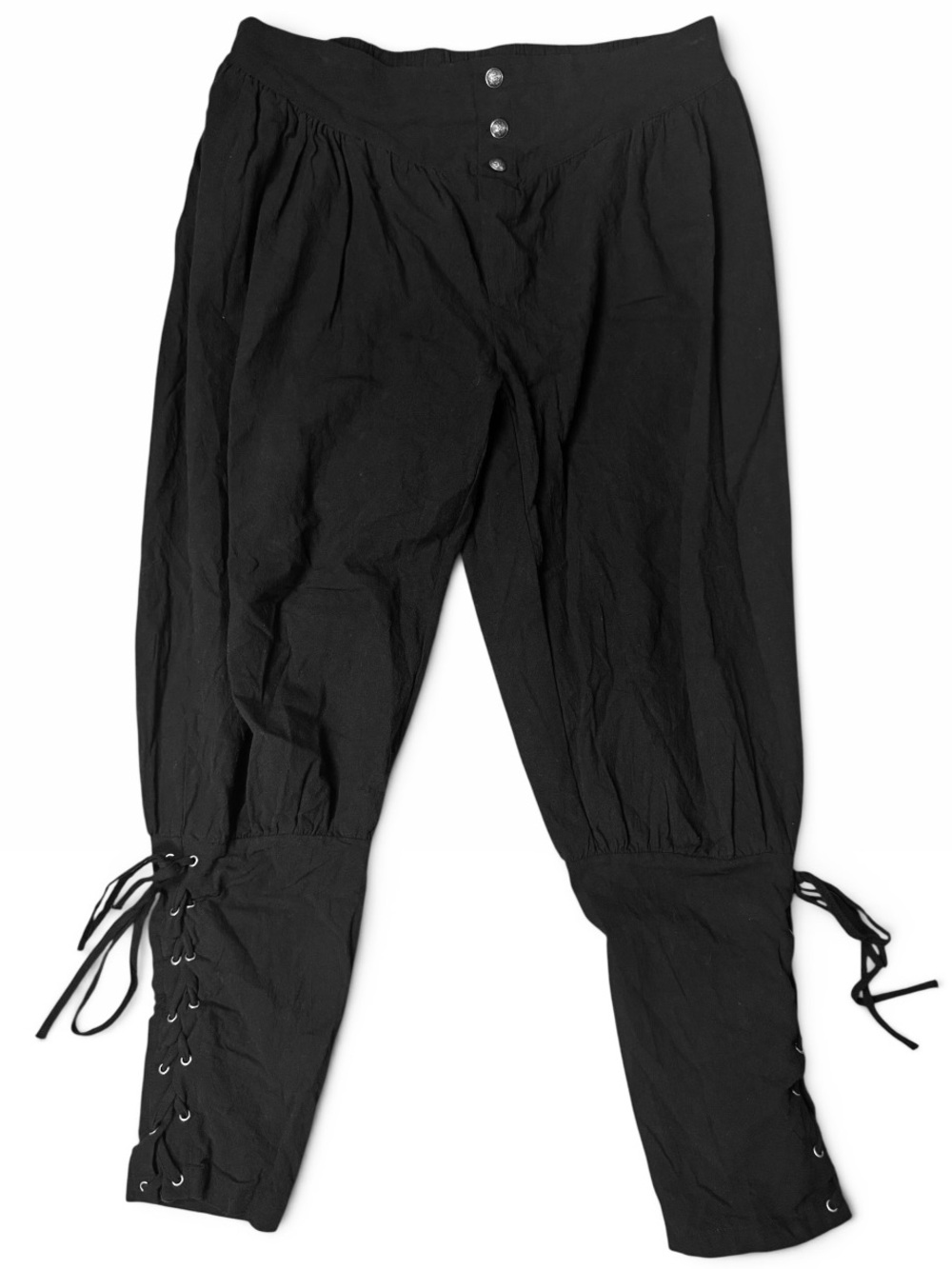 Runcati Men’s L Black Medieval Renaissance Viking Pirate Lace-Up Pants